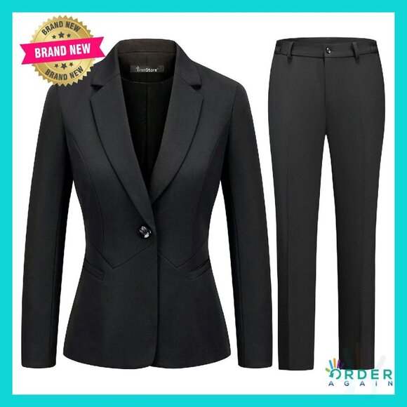 Slim Fit Women's Business Suit 2 Piece Set Professional Work Outfit Elegant